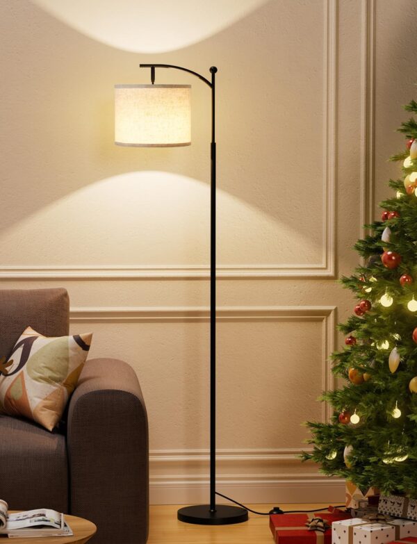 Ambimall 60" Floor Lamps for Living Room with 3 Color Temperatures Bulb & Adjustable Linen Shade, Tall Lamp for Living Room Bedroom Office Classroom Dorm Room(9W Bulb Included)