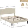 VECELO Queen Bed Frame Platform Bed Frame with Upholstered Headboard, Strong Frame and Heavy-Duty Slats Support, Non-Slip and Noise-Free, Easy Assembly,Beige