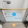 Shower Door 56 to 60'' W x 72'' H,Semi Frameless Double Sliding Shower Glass Door with 1/4" (6mm) Clear SGCC Tempered Glass,Stainless Steel, Easy to Clean,Gold.