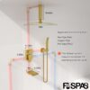 10 Inch Ceiling Mount Shower System with Tub Spout, 10 Inch Shower Faucet Set with Rain Shower Head High Pressure Handheld Spray Rough-in Valve and Shower Trim Included, Brushed Gold