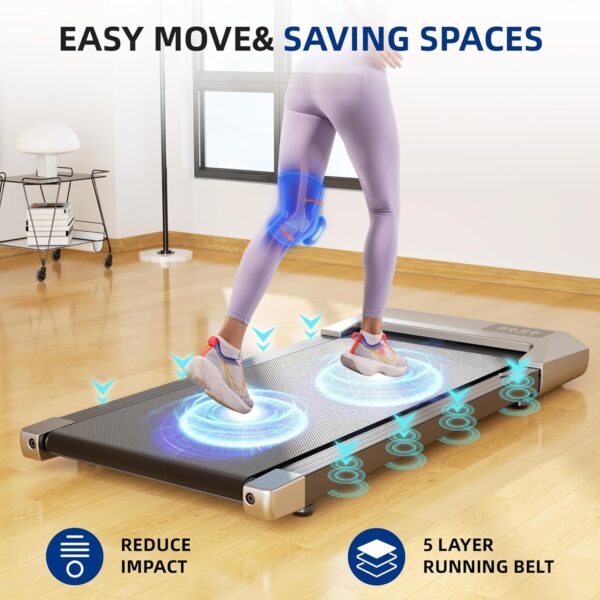 DeerRun Walking Pad, 2025 Smart Under Desk Treadmill, Treadmills for Home/Office, 2 in 1 Walking Pad Treadmill with LED Dispaly & Remote Control, Small Treadmill for Small Spaces