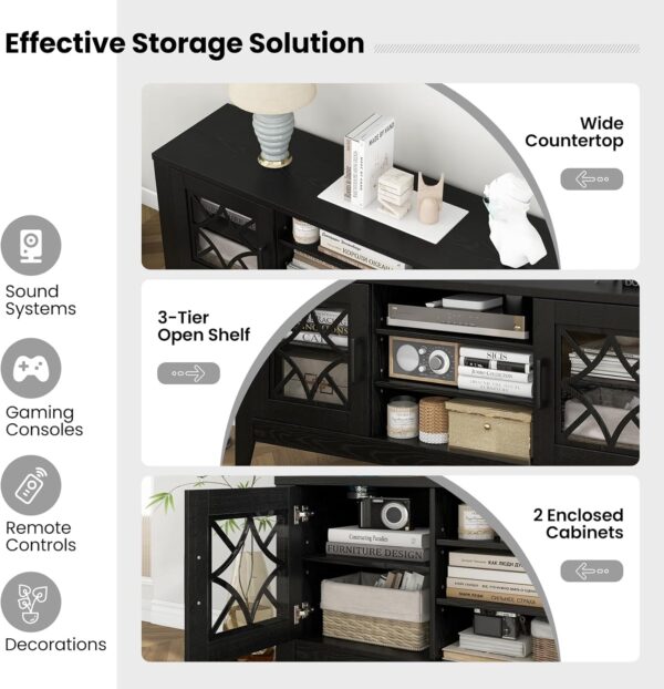 71fjGrs-BZL._AC_SL1500_.jpg Giantex Farmhouse TV Stand for TVs up to 65", Entertainment Center with 4 Adjustable Storage Shelves & Tempered Glass Doors, Modern TV Console Table for Bedroom, Living Room