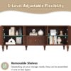 ARTPOWER 67'' Mid-Century Modern TV Stand with Storage Drawer and Doors, Long TV Stand with Adjustable Shelves for 75 Inch TV for Living Room, Bedroom, Brown