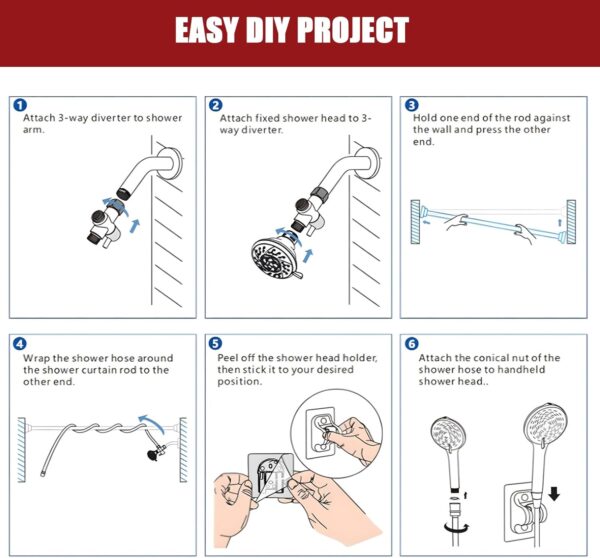 Double Shower Head, Dual Shower Head for Couples, High Pressure and Adjustable Tandem Shower Head System for Two People