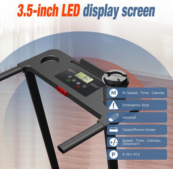 Walking Pad Treadmill with Handle Bar, Small Treadmills for Small Spaces, 3.0HP Folding Walking Pad with 300 lbs Capacity, Cup Holder, LED Display and 12 Preset Programs