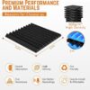 Acoustic Foam Panels 12 Pack 1" x 12"x 12" High Density Soundproofing Wedges for Wall Sound Proof Foam Panels Noise Absorbing Blocker and Sound-Damping Black Perfect for Studio Office Gaming Room