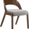 Armen Living Polly Mid-Century Modern Dining Accent Chairs Finish Fabric-Set of 2, 20" Wide, Walnut/Grey