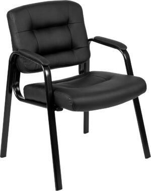 Flash Furniture Darwin Flash Fundamentals LeatherSoft Executive Reception Chair, Modern Tufted Lounge Chair for Living Room or Office, Black