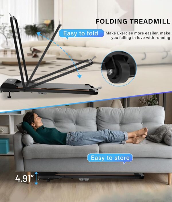 Walking Pad Treadmill, 2.5HP Under Desk With Remote Control & LED Display, Quiet for Compact Space, Portable for Home Office Use