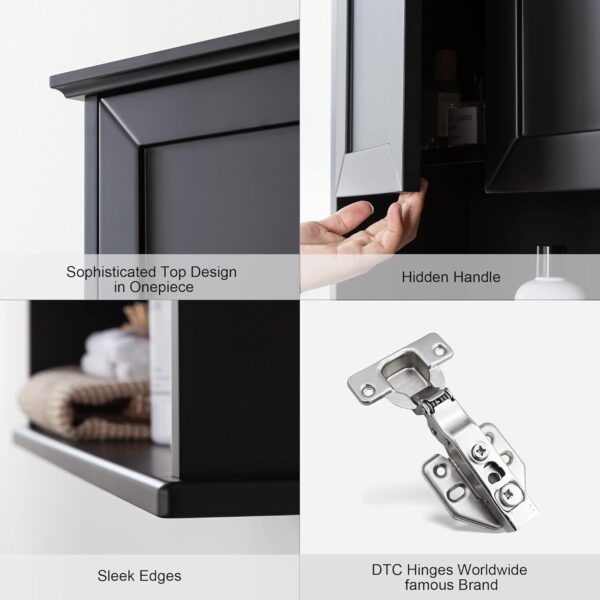 Black Bathroom Cabinet 23x29 inch Wooden Medicine Cabinet with 2 Doors and Adjustable Shelf, Wall Mounted Over Toilet Storage