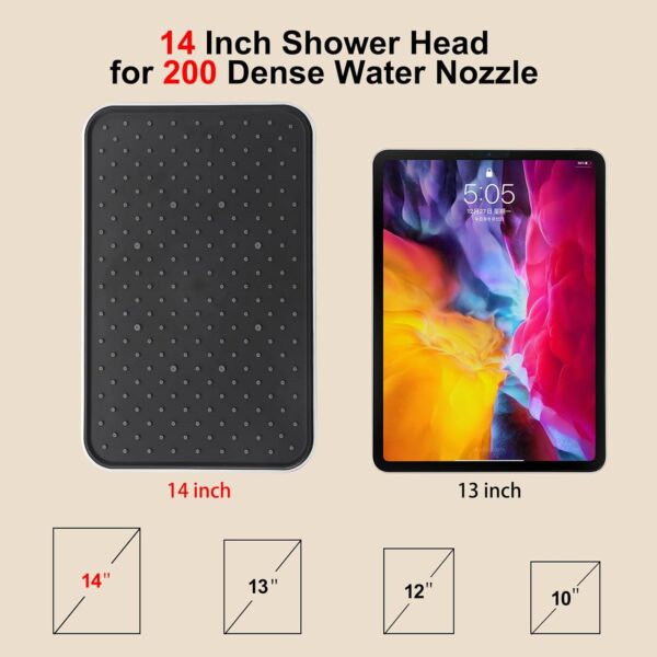 14 Inch High Pressure Rainfall Shower Heads Rain Shower Head with Handheld, Shower Heads with 7Spray Handheld Showerhand & Adjustable Shower Extension Arm & 70"Long Hose,Chrome