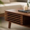 Living Room Table Sets of 2, Mid Century Coffee Table & Dresser TV Stand, Sliding Door Coffee Table with Storage, Modern TV Stand for Bedroom, Living Room (Walnut)