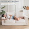 MAXYOYO Giant Bean Bag Chair for Adults, Upholstered Loveseat Floor Sofa with Pillows and Armrests, Large Bean Bag Sofa Plush Chair Couch for Bedroom Living Room, White