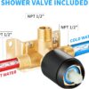 Black Shower Faucet With Handheld Shower Head & Valve Shower System combo With 6 Inch High Pressure Rainfall trim kit Set Complete
