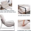 DUOMAY Modern White Sherpa Accent Chair Set of 2, Comfy Lounge Lazy Chair with Metal Leg, Mid-Century Corner Arm Chair for Living Room Bedroom Office Apartment