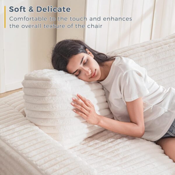 MAXYOYO Giant Bean Bag Chair for Adults, Upholstered Loveseat Floor Sofa with Pillows and Armrests, Large Bean Bag Sofa Plush Chair Couch for Bedroom Living Room, White