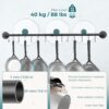 OROPY 38 inch Pot Bar Rack Wall Mounted Detachable Pans Hanging Rail Kitchen Lids Utensils Hanger with 14 S Hooks Black