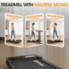 2.5HP Walking Pad with Incline 330lbs, 3 in 1 Walking Pad Treadmill 5-Level Big LED, Under Desk Treadmill for Home,Walk/Jog/Run,Portable,Small, with Remote Control,Assembly Free,Wider Belt