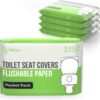 Toilet Seat Covers Paper Flushable (50 Pack) - XL for Adults and Kids Potty Training, 100% Biodegradable Travel Accessories Public Restrooms, Airplane, Camping