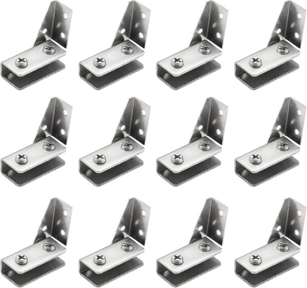 Stainless Steel Glass Door Hinge Double Head Magnetic Catch Closures with ABS Clamp Set for 5-7mm Glass Doors (1, White)