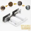 Stainless Steel Glass Door Hinge Double Head Magnetic Catch Closures with ABS Clamp Set for 5-7mm Glass Doors (1, White)