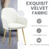 ECOTOUGE Velvet Dining Chairs Set of 2, Modern Arm Chair with Golden Metal Legs, Living Room Accent Chairs for Kitchen, Beige