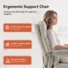 LEAGOO Office Chair with Foot Rest, Ergonomic Executive Office Chair with Arms, Reclining High Back PU Leather Comfy Swivel Computer Desk Chairs with Wheels and Lumbar Support for Home Office, Cream