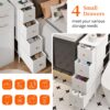 Fixwal Narrow Storage Cabinet, Narrow Nightstand Dresser with 4 Drawers, Slim Fabric Dresser Storage Tower for Small Spaces, White Dresser, for Bedroom, Bathroom, Laundry, Closet