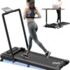 9% Incline Walking Pad Treadmill and Handle Bar, Widened Running Belt, 4MPH/7.6MPH, 2.5HP Treadmill with 380lbs Capacity with Remote, Bluetooth and App Control with Fitshow