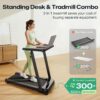 UREVO Smart Walking Pad Treadmill with Adjustable Desk, Foldable Treadmills with Incline, Folding Treadmill Desk, Walking Pad with Handle Bar, UREVO SmartCoach App, Remote Control, 265 Lbs Capacity