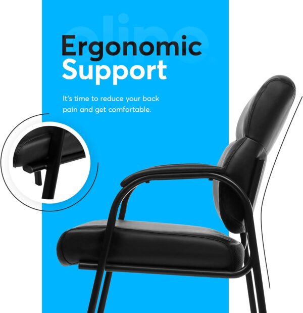71hv6rhTjnL._AC_SL1500_.jpg Oline Leather Guest Chair with Padded Arms, Reception Meeting Conference Waiting Room Lobby Home Desk Big and Tall Executive Office Chair, Black (4 Pack)