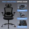 Ergonomic Office Chair with Adjustable Lumbar Support & Headrest – High Back Mesh Desk Chair with Flip-Up Armrests, Swivel Rolling Computer Chair for Home Office, Breathable & BIFMA Certified, Black