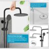 gotonovo SUS304 Outdoor Shower Fixture High Pressure Shower System Combo Wall Mount 2 Dual Function Shower Faucet Set Round Handheld Spray Matte Black Double Cross Handle