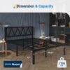 Avenco 14 Inch Queen Bed Frame with Headboard, Metal Platform Bed Frame, Queen Size Bed Frame No Box Spring Needed, Easy Assembly, Heavy Duty Slats Support, Black
