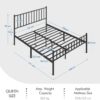 Yaheetech 14 Inch Queen Size Bed Frame Metal Platform Bed with Spindle Headboard Footboard/Mattress Foundation/No Box Spring Needed/Underbed Storage Space/Steel Slat Support/Easy Set up, Black