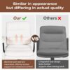 White Leather Desk Chair with Arms,Modern Office Chair with Lumbar Support,Removable Armrests, Height-Adjustable Swivel Medium Computer Chair for Home, Office, Dresser, Bedroom