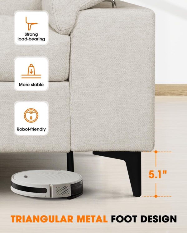 88.97" Modern Couches for Living Room, Deep Seat Sleeper Sofa with 8”Cushion, Comfy 2-Seater Chenille Loveseat Sofa with Convertible Armrest, Removable Sofa Cover, High Leg (Beige)