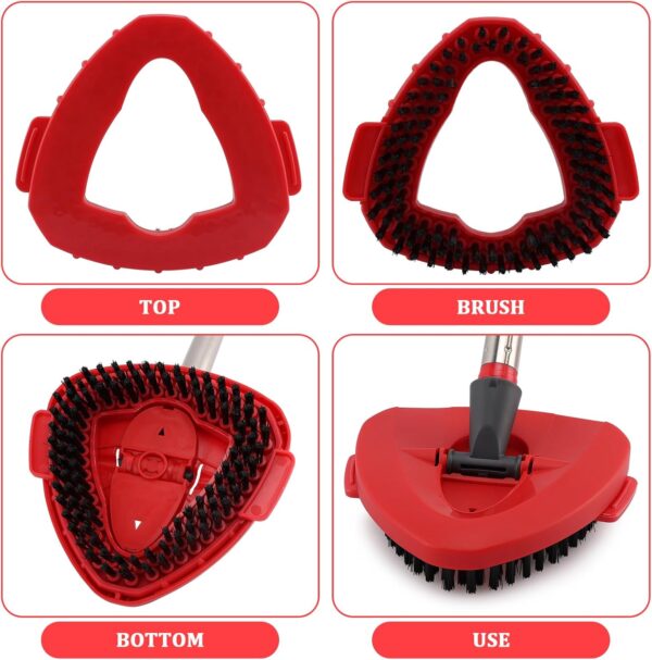 2 Pack Scrubber Mop Head for O-Ceda EasyWring 1-Tank System, Spin Mop Scrub Brush Head Replacement, Shower Floor Scrubber, Hard Bristle Cleaning Brush for Bathroom Kitchen Tile and Hard Floor