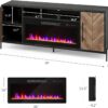 BELLEZE 68" TV Stand with 36" Electric Fireplace Heater, Entertainment Center with Storage Cabinet, Console Table for TVs up to 75" for Living Room, Bedroom - Harper (Black Ebony)