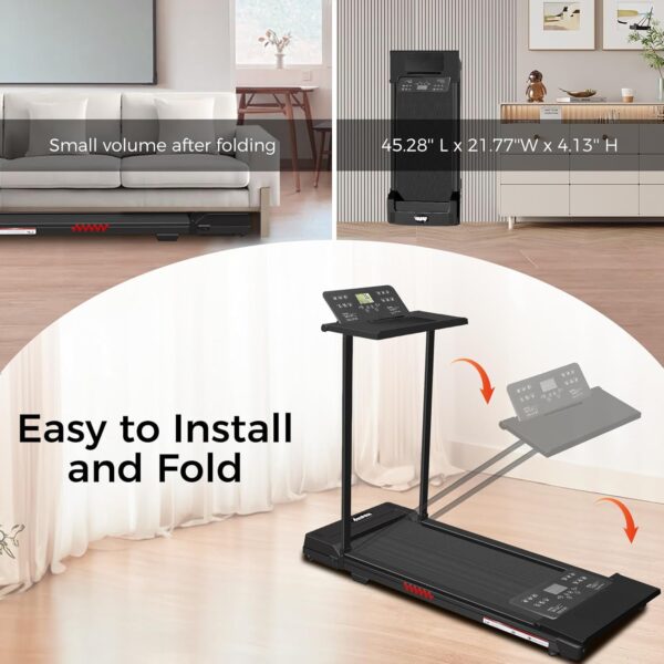 Foldable Treadmills for Home, 3.0HP Under Desk Folding Compact Small Running Treadmill with 12 Preset Programs LED Display, Desk Treadmill for Office with 320 LBS Capacity