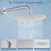 Airuida Round Shower System Set with Tub Spout,Wall Mount 3 Function Rain Shower Faucet Set,2 Functions Handheld Shower Tub Spout Tub Shower Combo Set Fixtures 10 Inches Shower Head Brushed Nickel