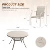 VICLLAX 5 Pieces Patio Outdoor Dining Set, 40.6" Round Aluminum Table with Umbrella Hole and Storage Shelf, 4 Stackable Textilene Chairs for Patio, Lawn, Garden, Porch, Sandshell