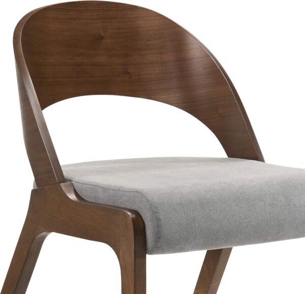 Armen Living Polly Mid-Century Modern Dining Accent Chairs Finish Fabric-Set of 2, 20" Wide, Walnut/Grey