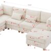 Eafurn Free Combination Reversible Modular Sectional Couch with Movable Ottoman Sets, Modern Corduroy Upholstered Convertible Sleeper Sofa Bed, Deep Seat Leisure Lounge Sofabed for Living Room Office
