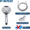 KINSE High Pressure Shower Head with Hose,9-Mode Handheld Shower Head, 5" Shower Head with 71" Extra Long Shower Hose & Adjustable Bracket,Built-In Power Wash to Clean Tub, Tile & Pets
