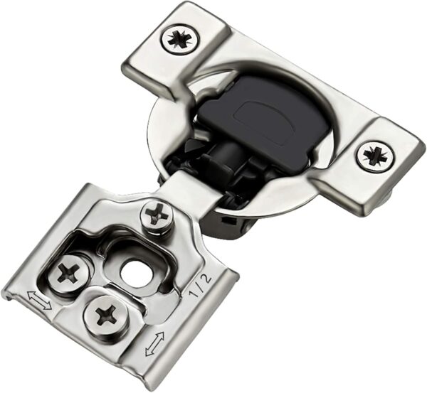 Ravinte 60 Pack (30 Pairs) 1/2 Inch Overlay Soft Close Hinges for Kitchen Cabinets - Satin Nickel Hidden Concealed Hinge, Stainless Steel, Self Closing