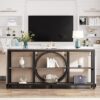 Tribesigns 70.9 inch Sofa Console Table, Extra Long Narrow Entryway Tables with 3 Tier Wood Storage Shelves Metal Frame for Foyer Hallway Living Room Behind Couch, Black Rustic Gray
