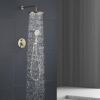 Brushed Gold Shower Faucet Set, Wall Mount Rain Shower System 10 Inches, and Handheld Shower Head Combination, Included Rough-in Valve and Trim Kit