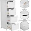 Yaheetech Bathroom Floor Cabinet, Wooden Side Storage Organizer, 4 Drawers Free-Standing Cabinet for Bathroom/Hallway/Living Room, White