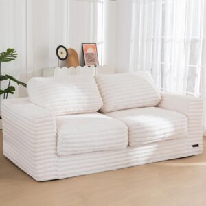 MAXYOYO Giant Bean Bag Chair for Adults, Upholstered Loveseat Floor Sofa with Pillows and Armrests, Large Bean Bag Sofa Plush Chair Couch for Bedroom Living Room, White